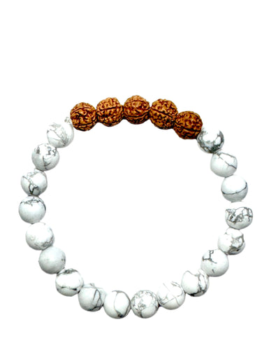 Howlite Bracelet with Rudraksha