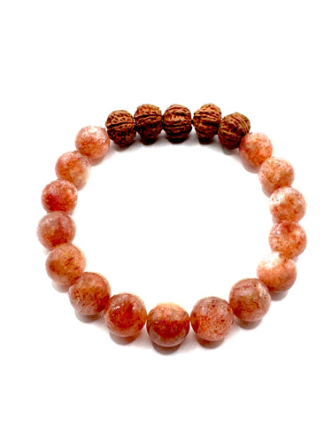 Sunstone Bracelet with Rudraksha