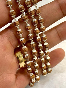 Rudraksha Mala 5 mm in 925 Silver (108+1 Beads)