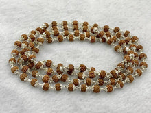 Load image into Gallery viewer, Rudraksha Mala 5 mm in 925 Silver (108+1 Beads)