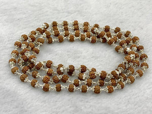 Rudraksha Mala 5 mm in 925 Silver (108+1 Beads)