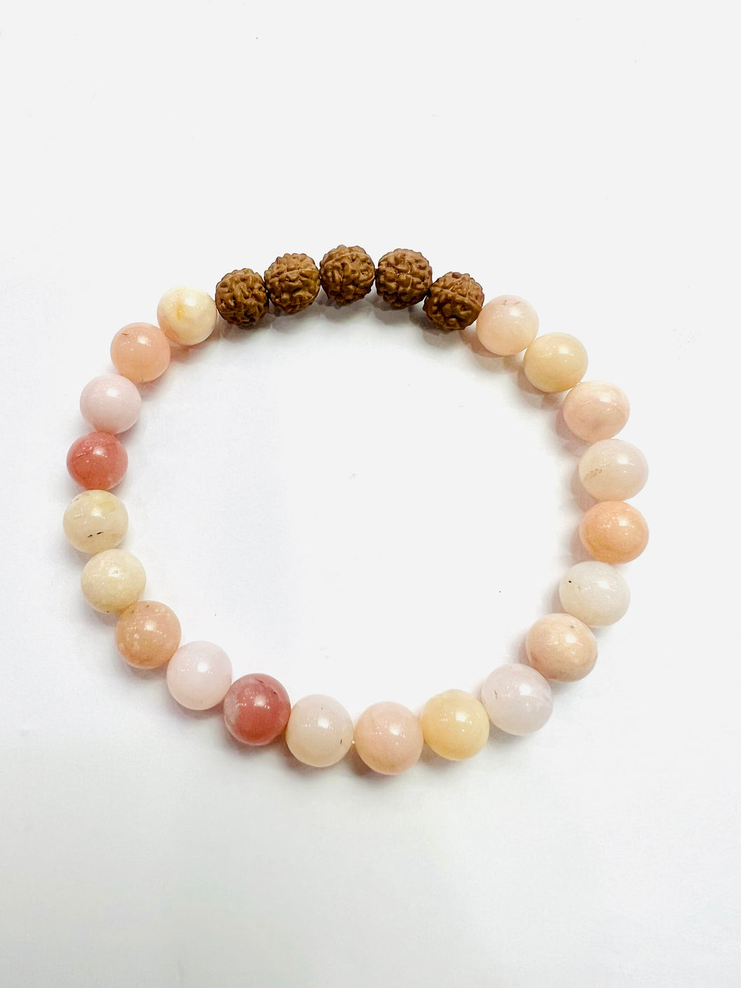 Pink Opal Bracelet With Rudraksha